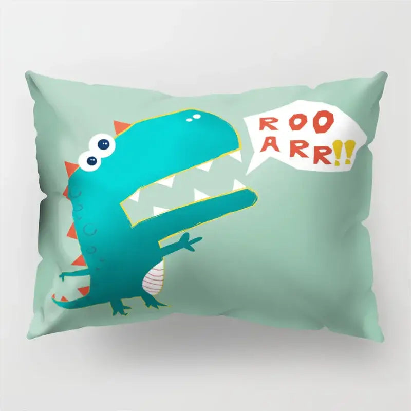 Colorful cartoon dinosaur pillowcase kids bedroom decor