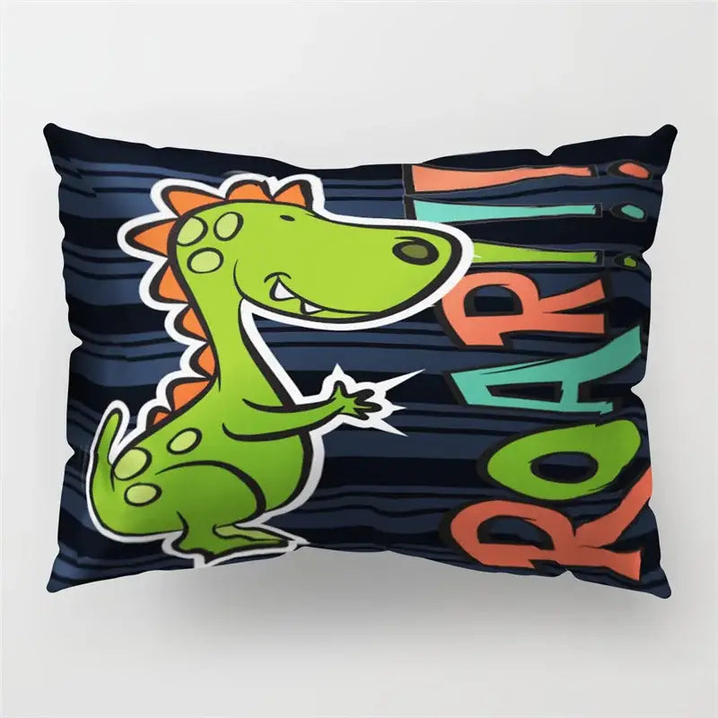 Colorful cartoon dinosaur pillowcase kids bedroom decor