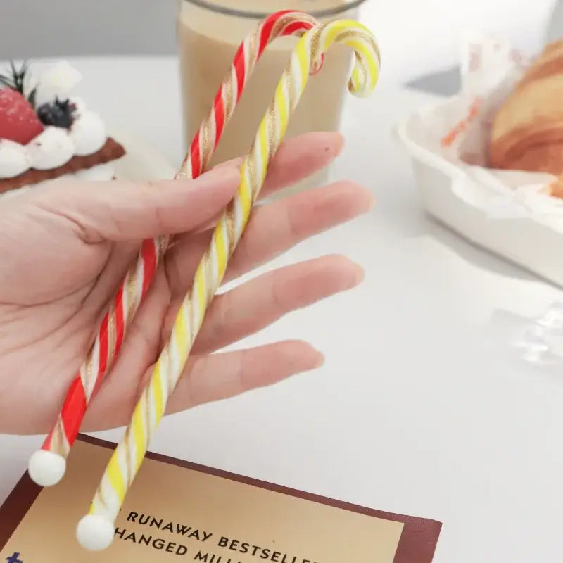 Colorful christmas long handle candy cane glass stirring stick kitchen