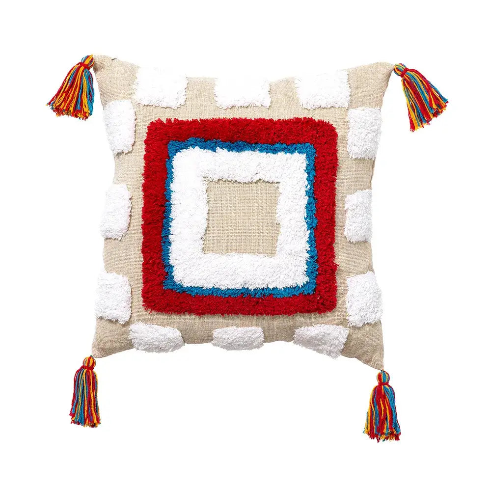 Colorful geometric boho tassel macrame pillow covers living room decor