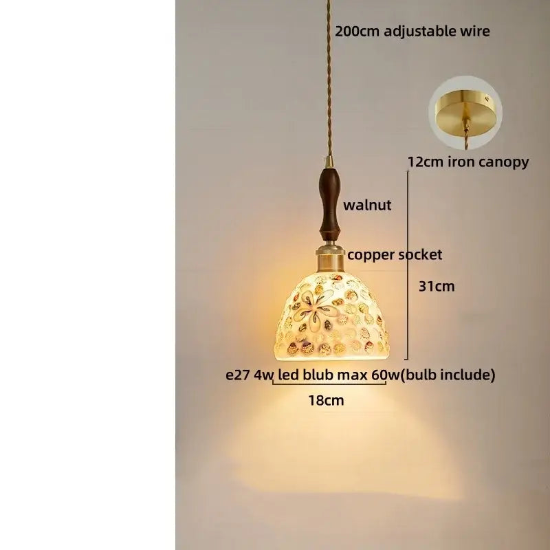 Colorful glass shell led pendant lamp dining room mosaic lighting