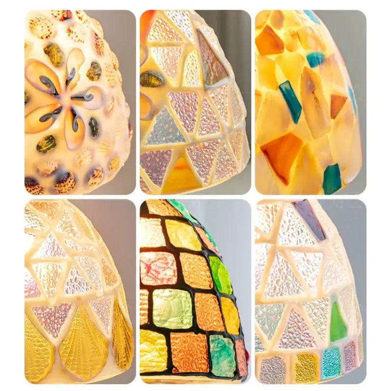 Colorful glass shell led pendant lamp dining room mosaic lighting