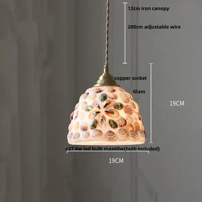 Colorful glass shell led pendant lamp dining room mosaic lighting