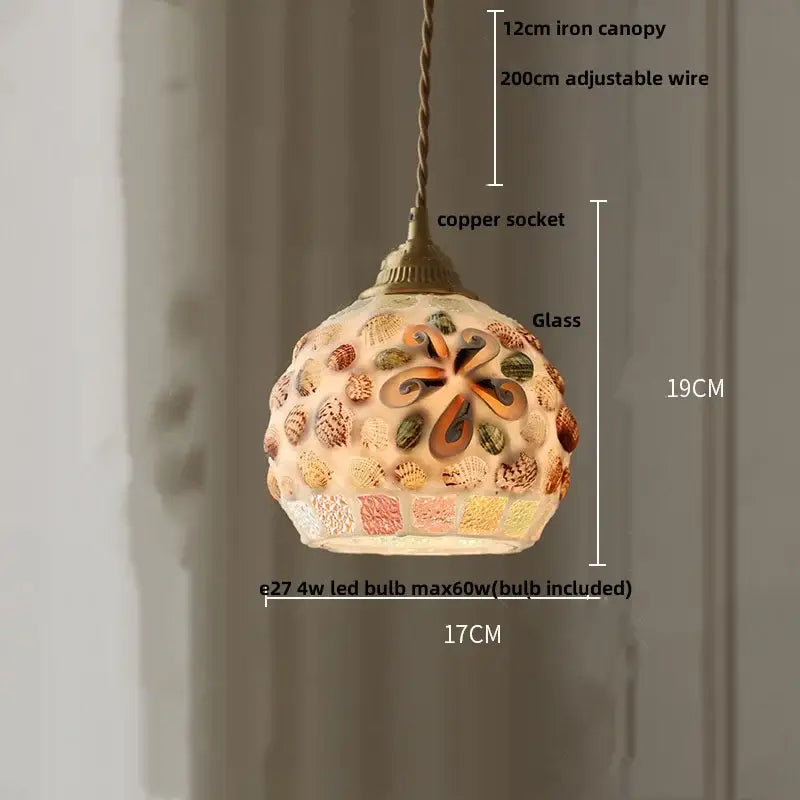 Colorful glass shell led pendant lamp dining room mosaic lighting
