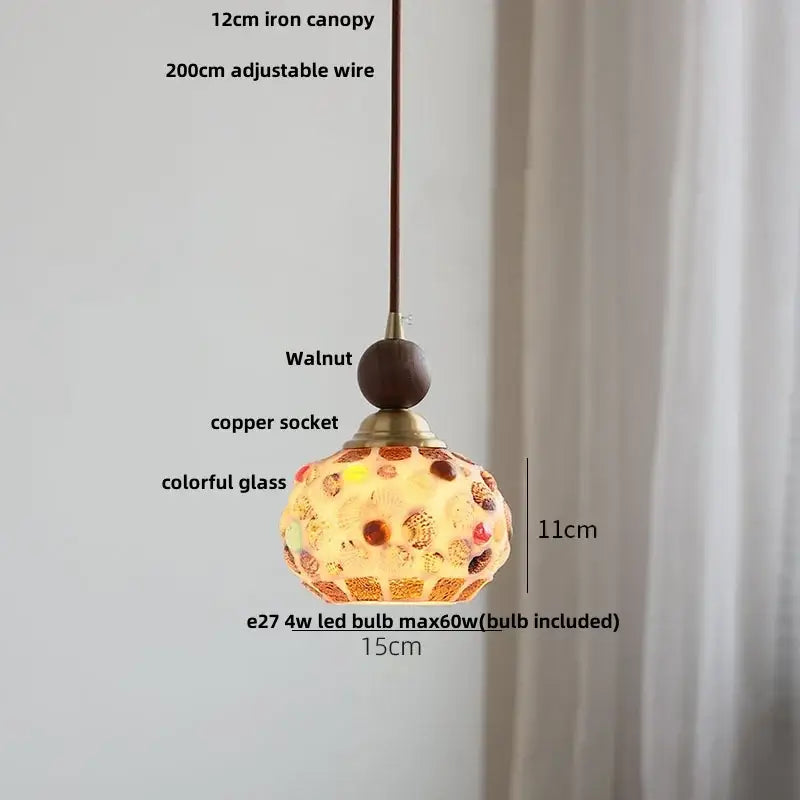 Colorful glass shell led pendant lamp dining room mosaic lighting