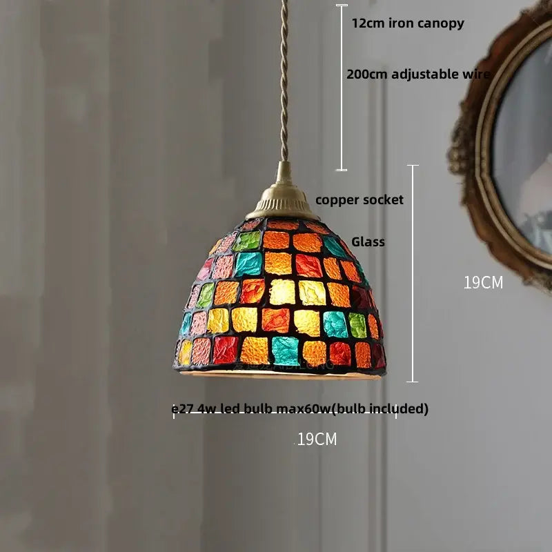 Colorful glass shell led pendant lamp dining room mosaic lighting