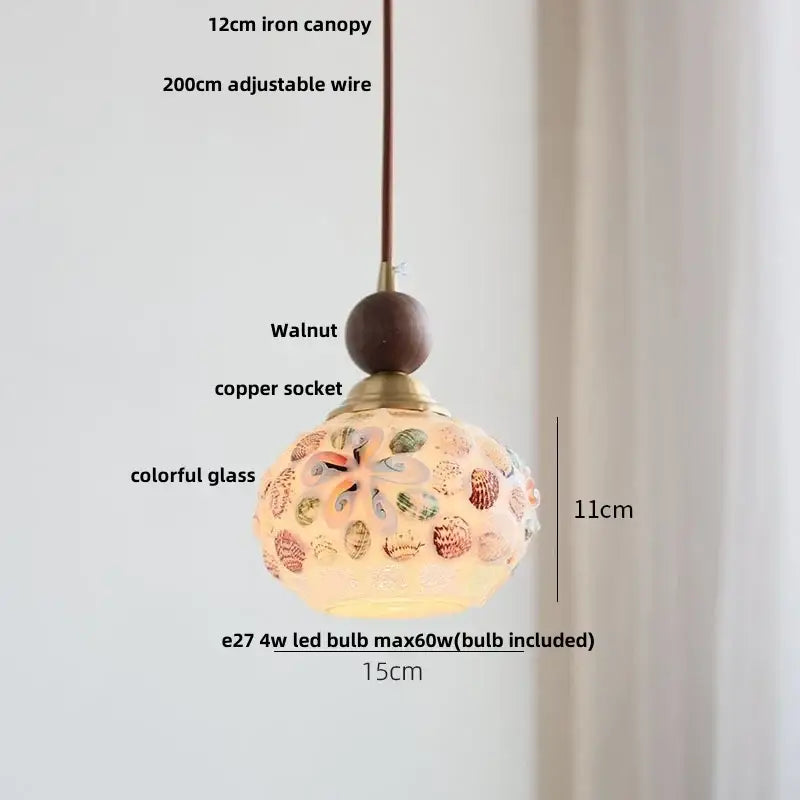 Colorful glass shell led pendant lamp dining room mosaic lighting