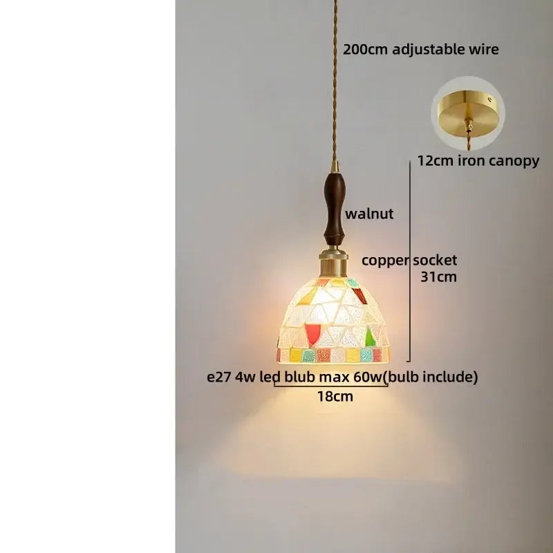 Colorful glass shell led pendant lamp dining room mosaic lighting