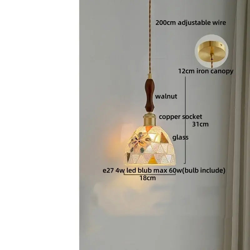 Colorful glass shell led pendant lamp dining room mosaic lighting