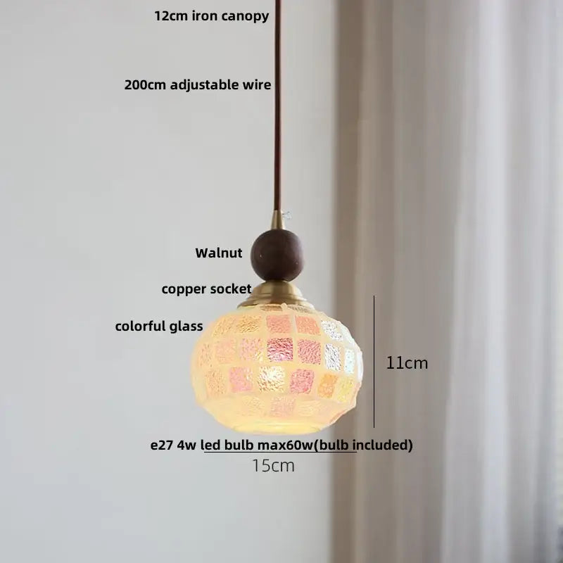 Colorful glass shell led pendant lamp dining room mosaic lighting