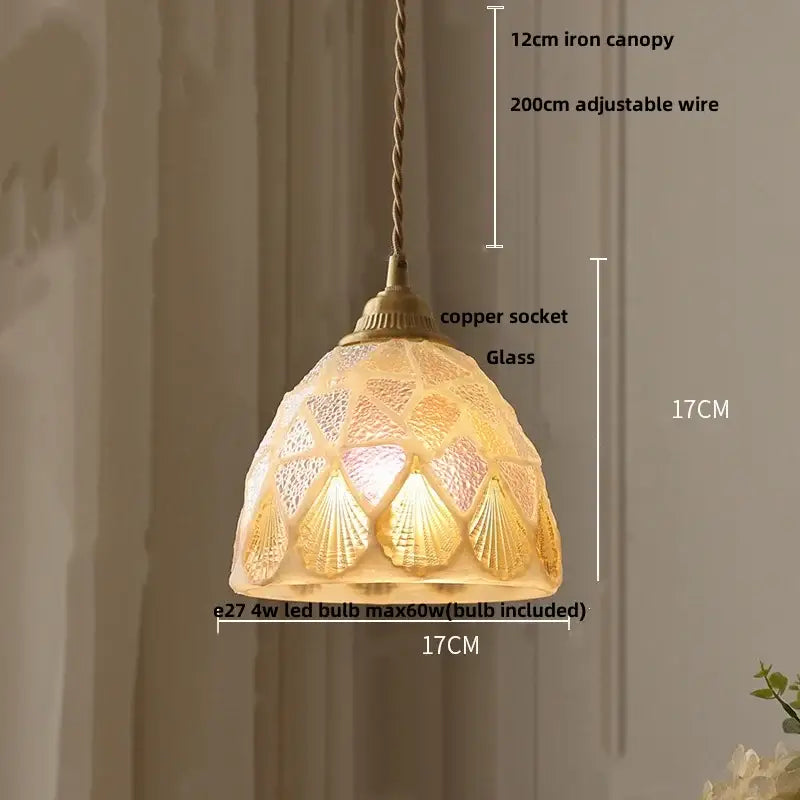 Colorful glass shell led pendant lamp dining room mosaic lighting