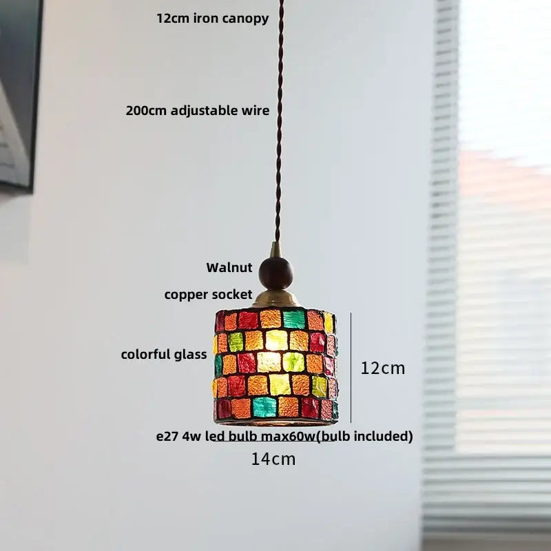 Colorful glass shell led pendant lamp dining room mosaic lighting
