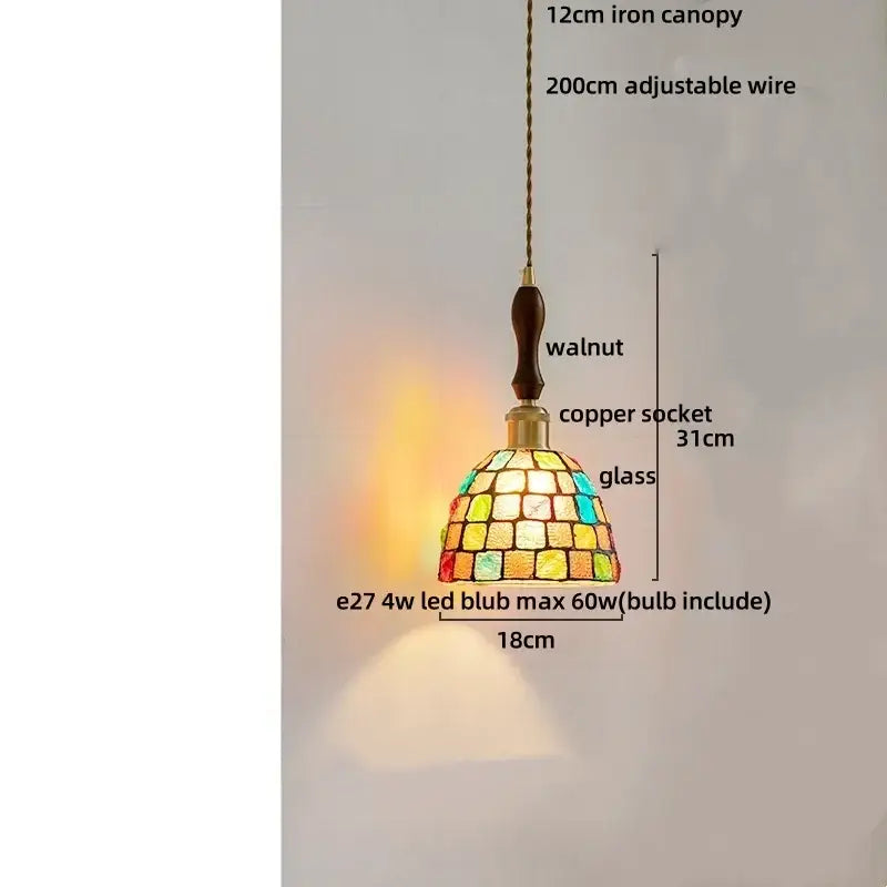 Colorful glass shell led pendant lamp dining room mosaic lighting