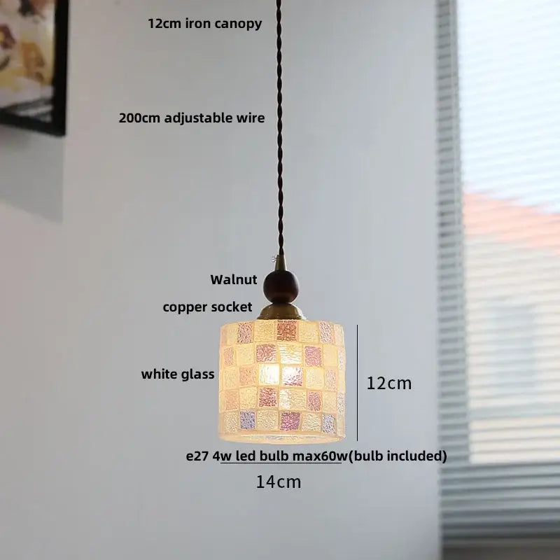 Colorful glass shell led pendant lamp dining room mosaic lighting