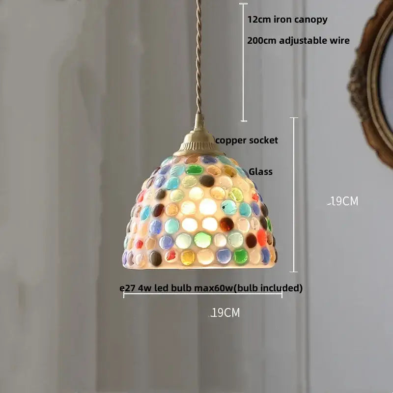 Colorful glass shell led pendant lamp dining room mosaic lighting