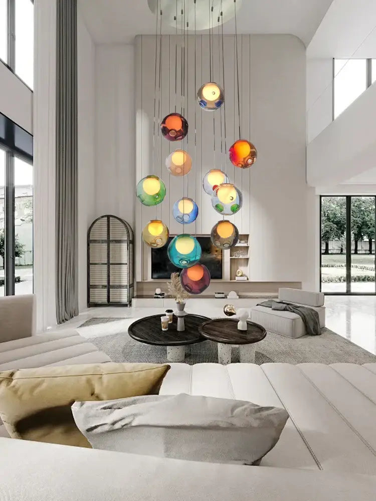 Colorful glaze glass pendant lights nursery bubble glass decor