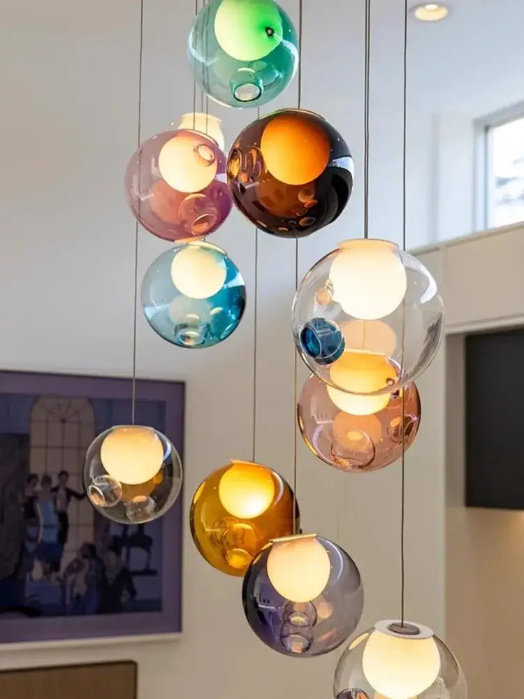 Colorful glaze glass pendant lights nursery bubble glass decor