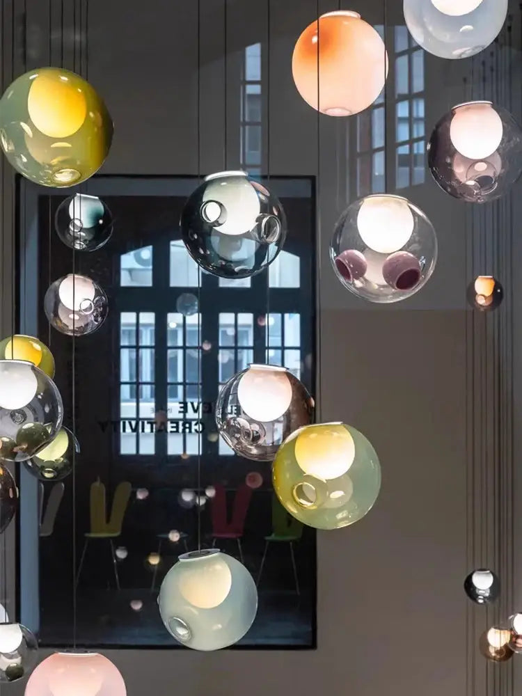 Colorful glaze glass pendant lights nursery bubble glass decor