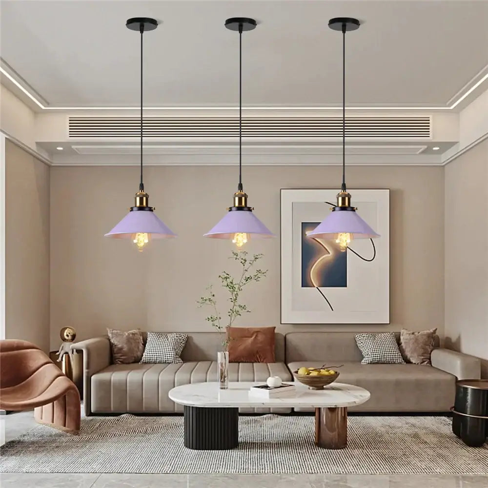 Colorful industrial loft pendant light kitchen cone lamp brass finish