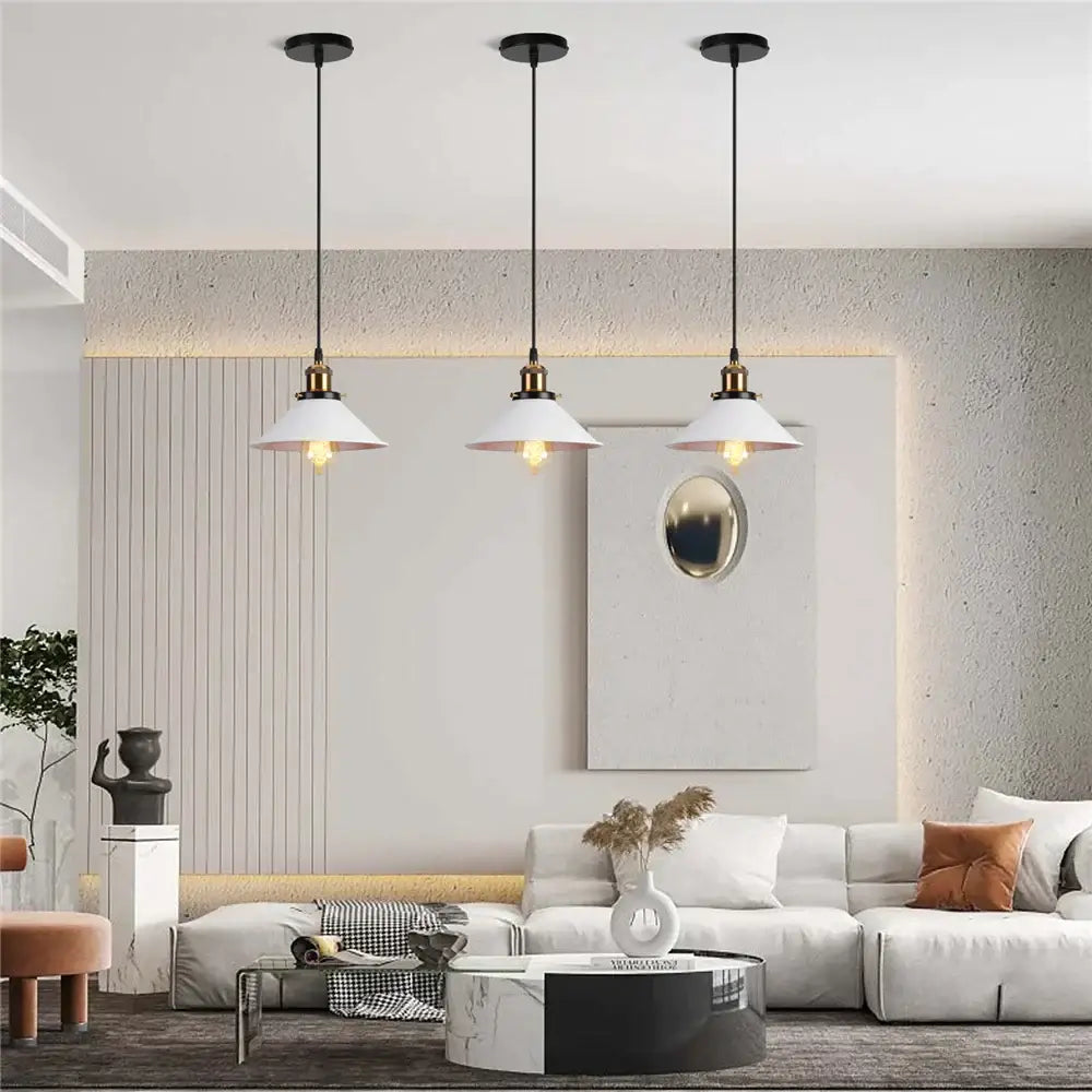 Colorful industrial loft pendant light kitchen cone lamp brass finish