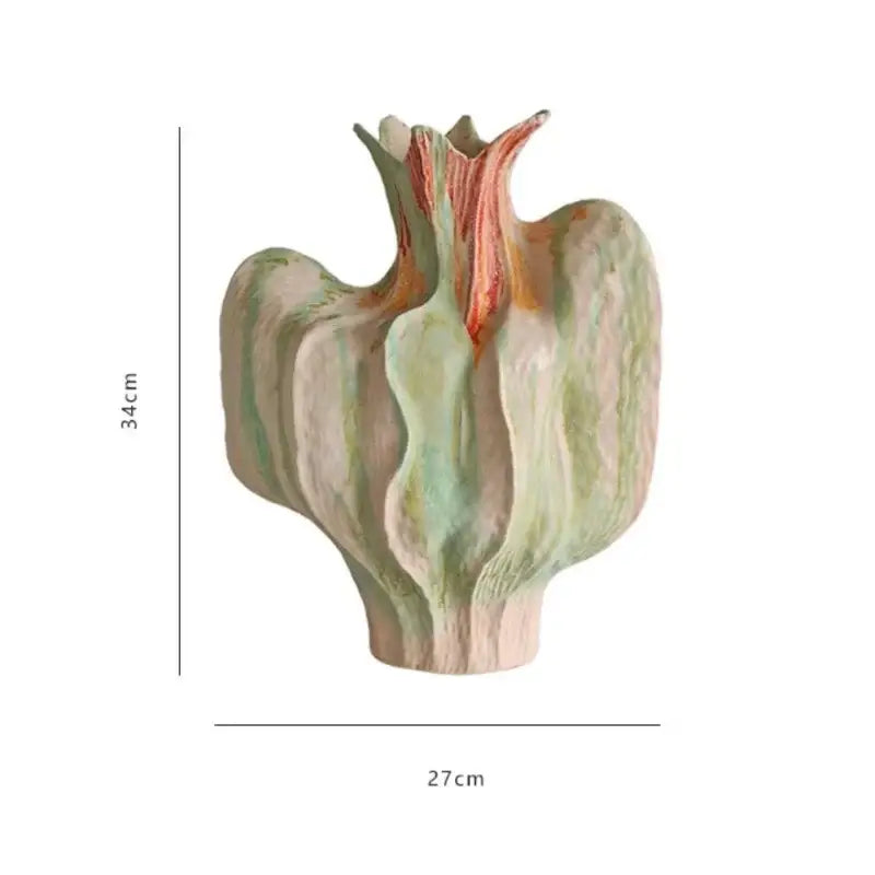 Colorful irregular ceramic petal vase living room decor handicraft