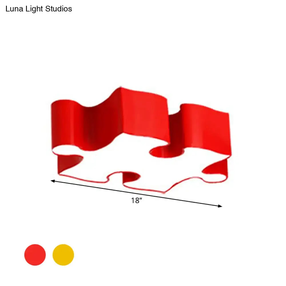 Colorful jigsaw puzzles ceiling flush light – kids bedroom led fixture