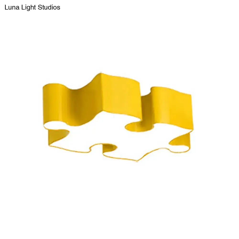 Colorful jigsaw puzzles ceiling flush light – kids bedroom led fixture