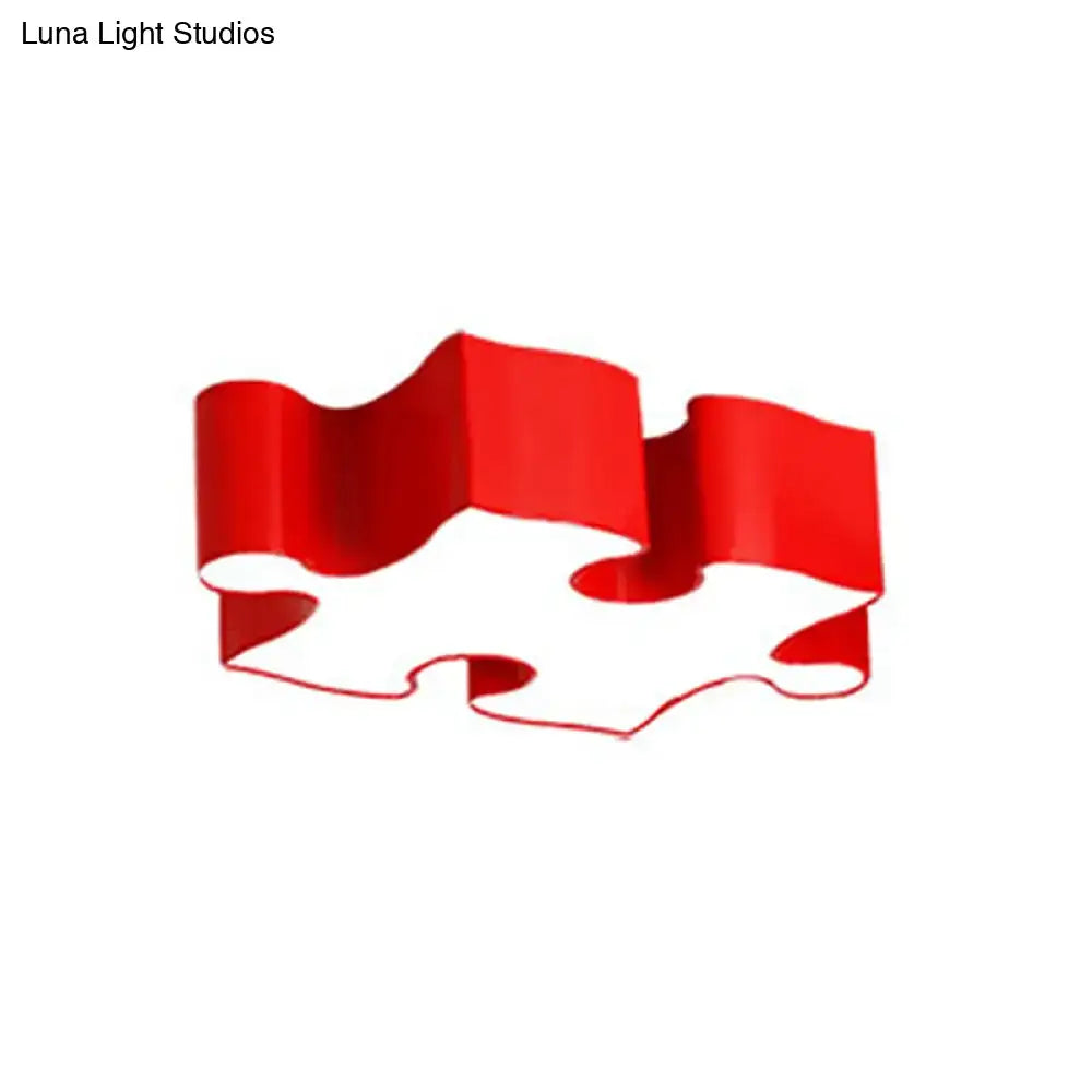 Colorful jigsaw puzzles ceiling flush light – kids bedroom led fixture