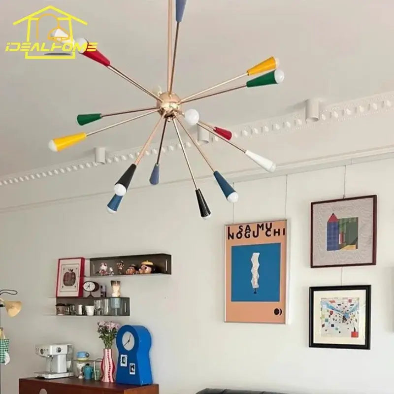 Colorful led molecular chandeliers for living room artful lighting