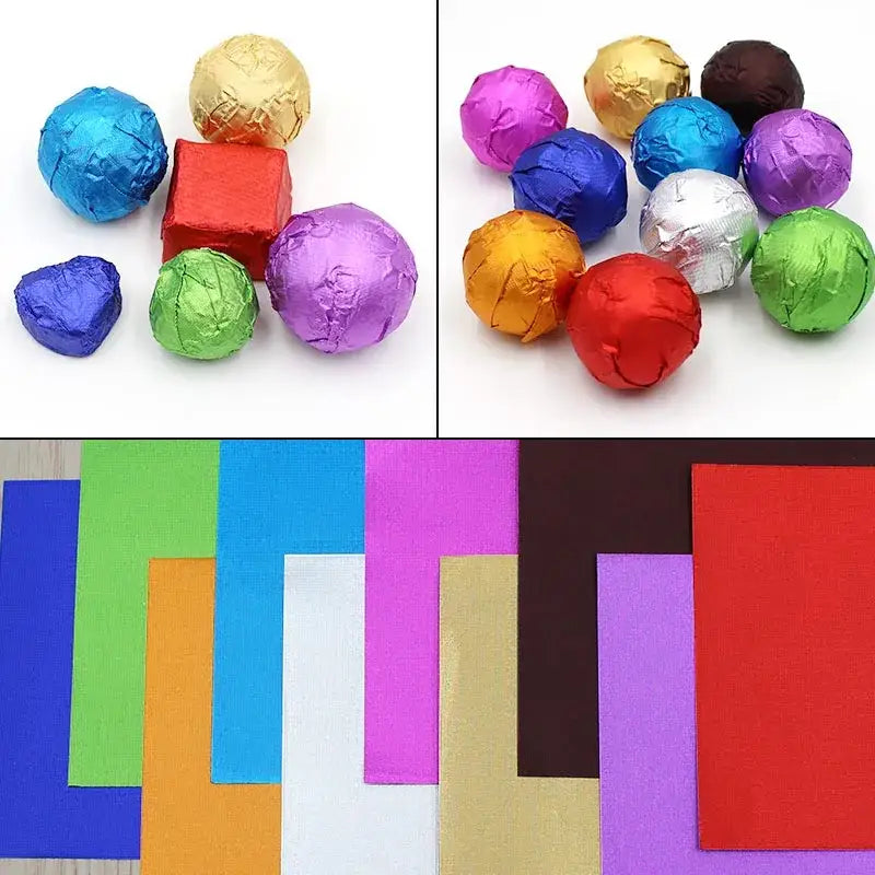Colorful tinfoils 8x8cm for kitchen candy and chocolate wrapping