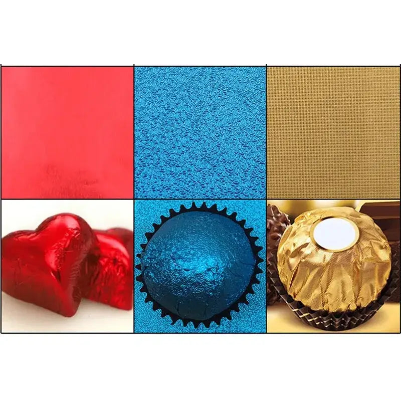 Colorful tinfoils 8x8cm for kitchen candy and chocolate wrapping