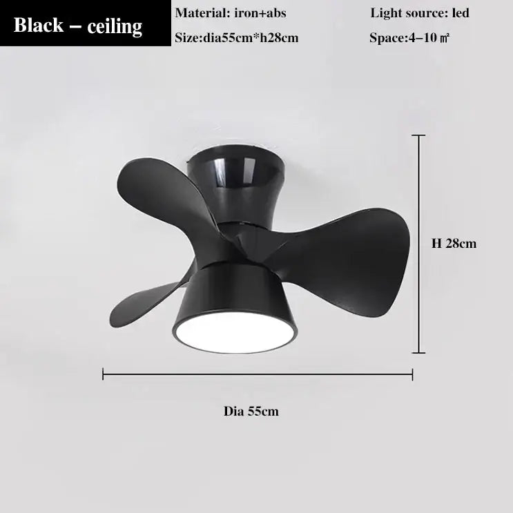 Colorful white ceiling fan light – bedroom smart dimming fan