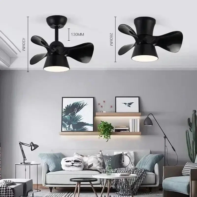 Colorful white ceiling fan light – bedroom smart dimming fan