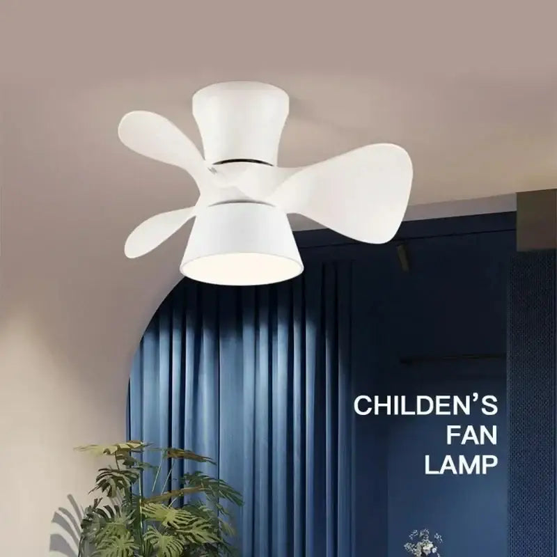 Colorful white ceiling fan light – bedroom smart dimming fan