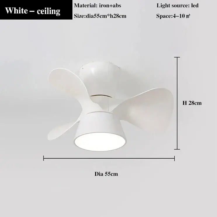 Colorful white ceiling fan light – bedroom smart dimming fan