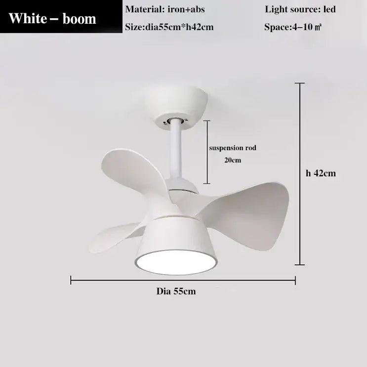 Colorful white ceiling fan light – bedroom smart dimming fan