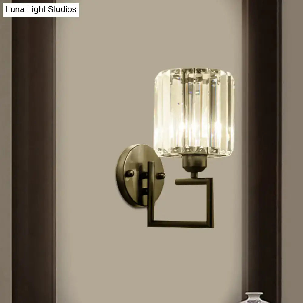 Contemporary black and brass crystal sconce 110v-120v bedroom light