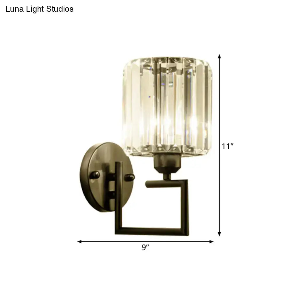 Contemporary black and brass crystal sconce 110v-120v bedroom light