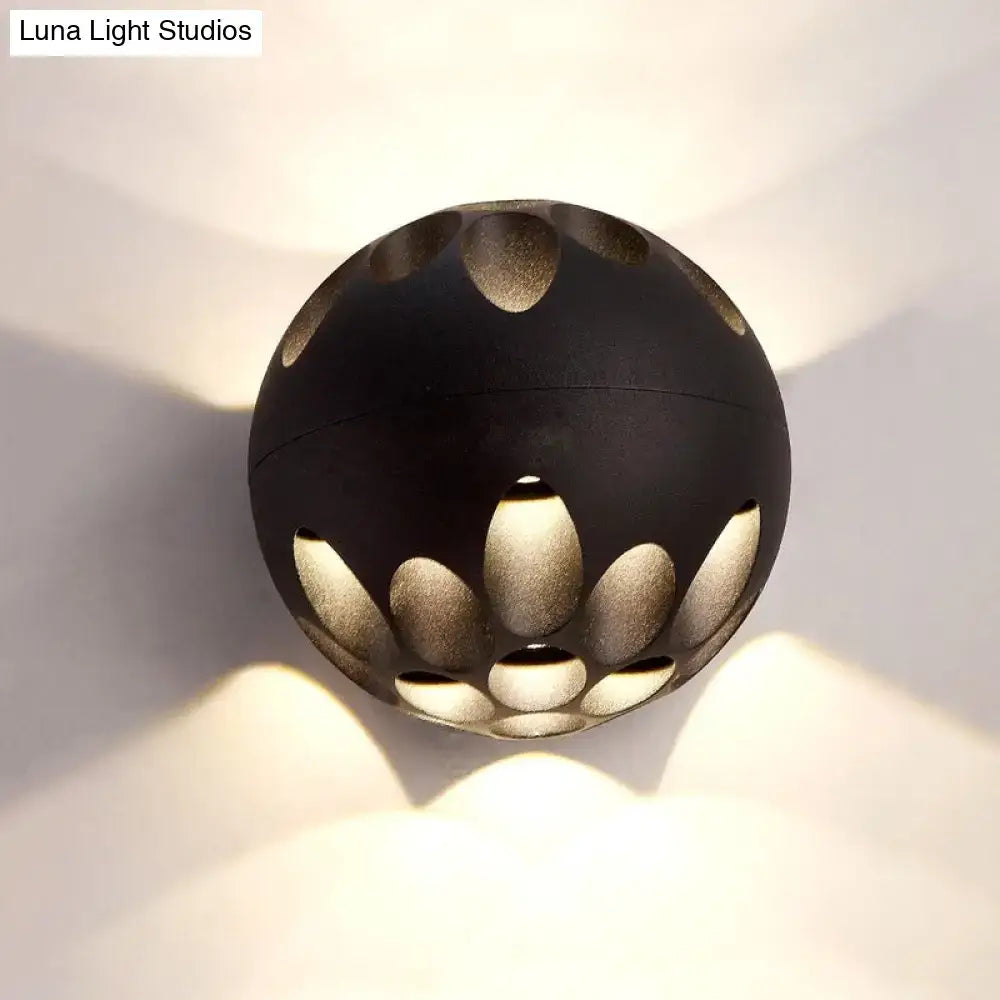 Contemporary black and gold spherical led wall lamp for bedroom