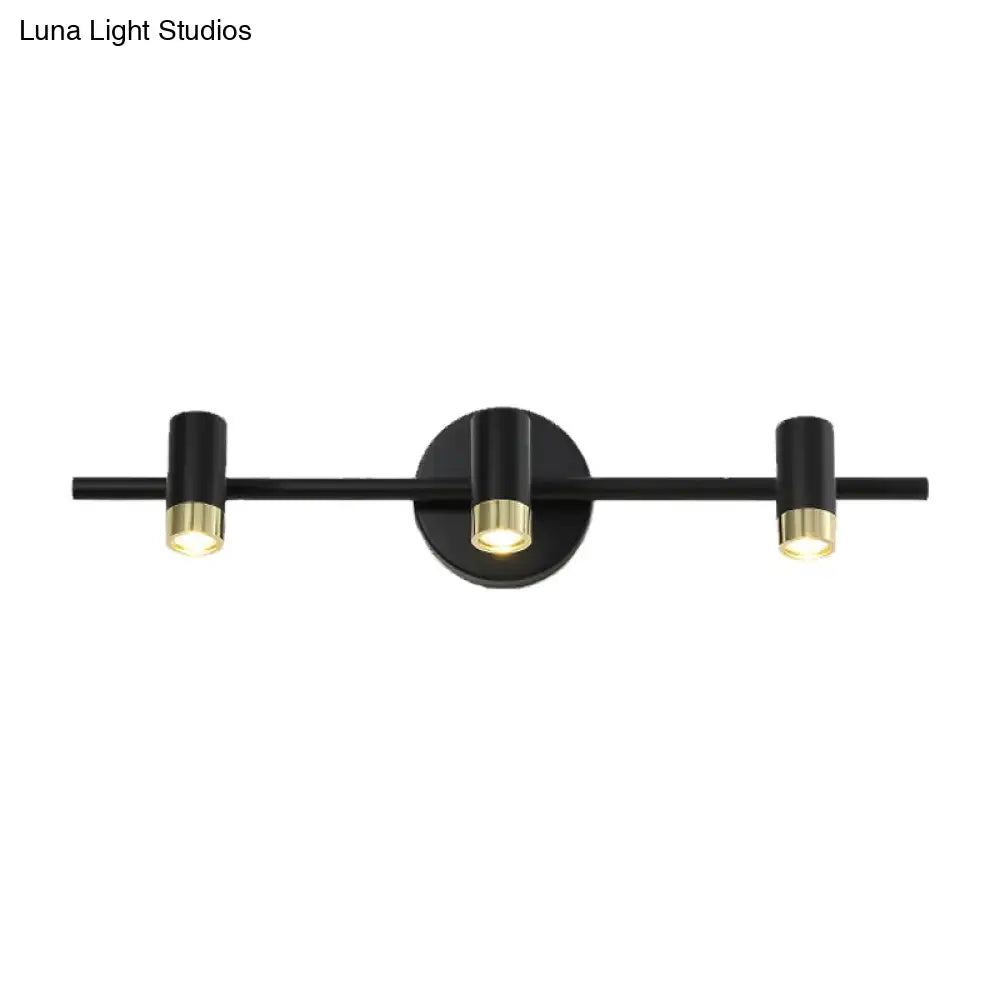 Contemporary black & brass 3-bulb vanity light wall sconce bathroom
