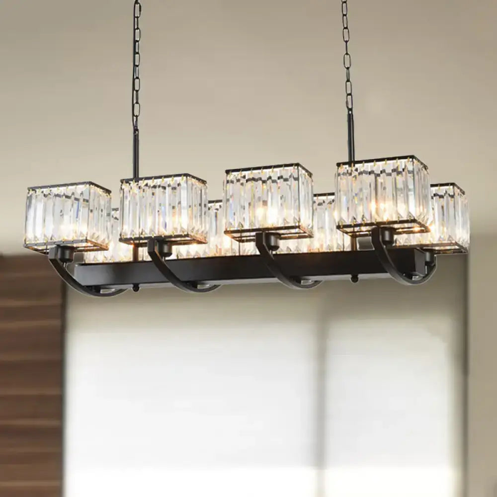 Contemporary black crystal chandelier dining room adjustable chain