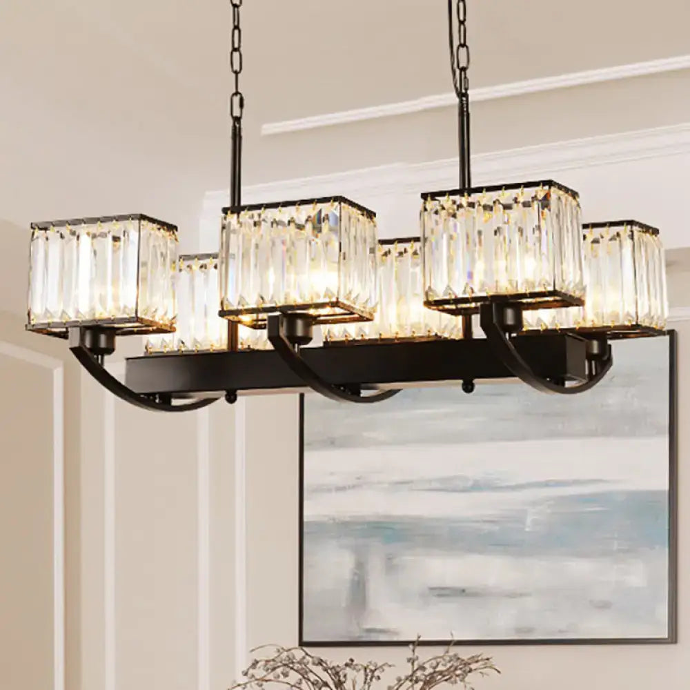 Contemporary black crystal chandelier dining room adjustable chain