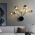 Contemporary black finish branching wall lamp living room 9 light