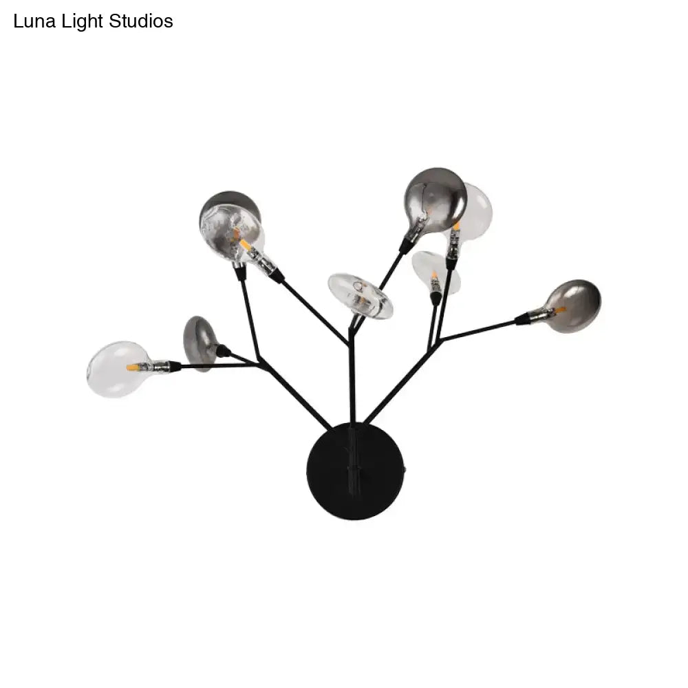 Contemporary black finish branching wall lamp living room 9 light