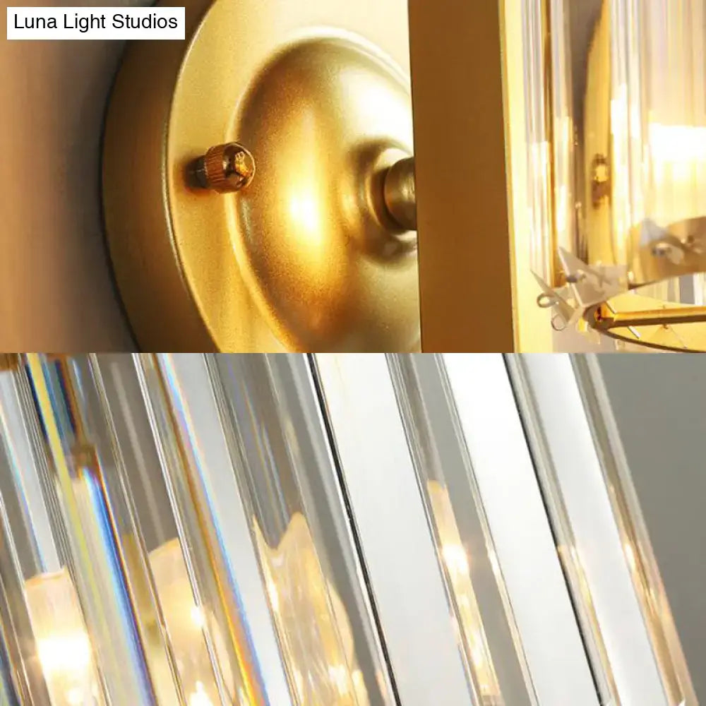 Contemporary black & gold crystal drum wall lamp bedroom lighting