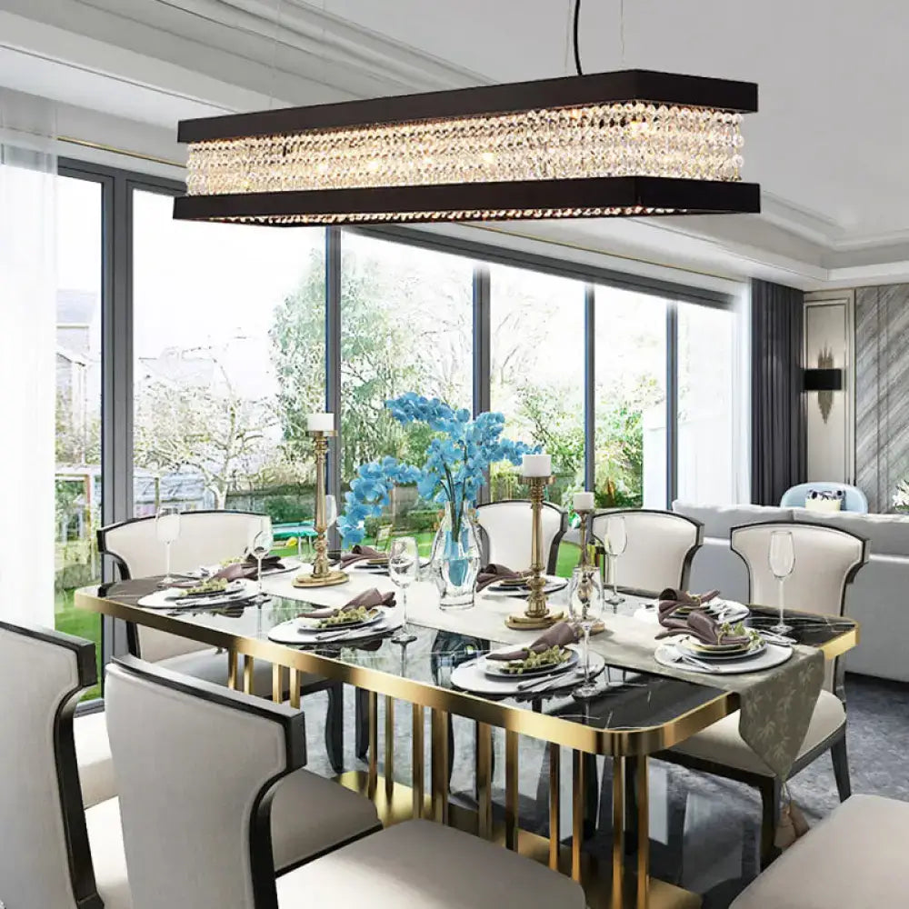 Contemporary black & gold crystal island pendant lighting kitchen
