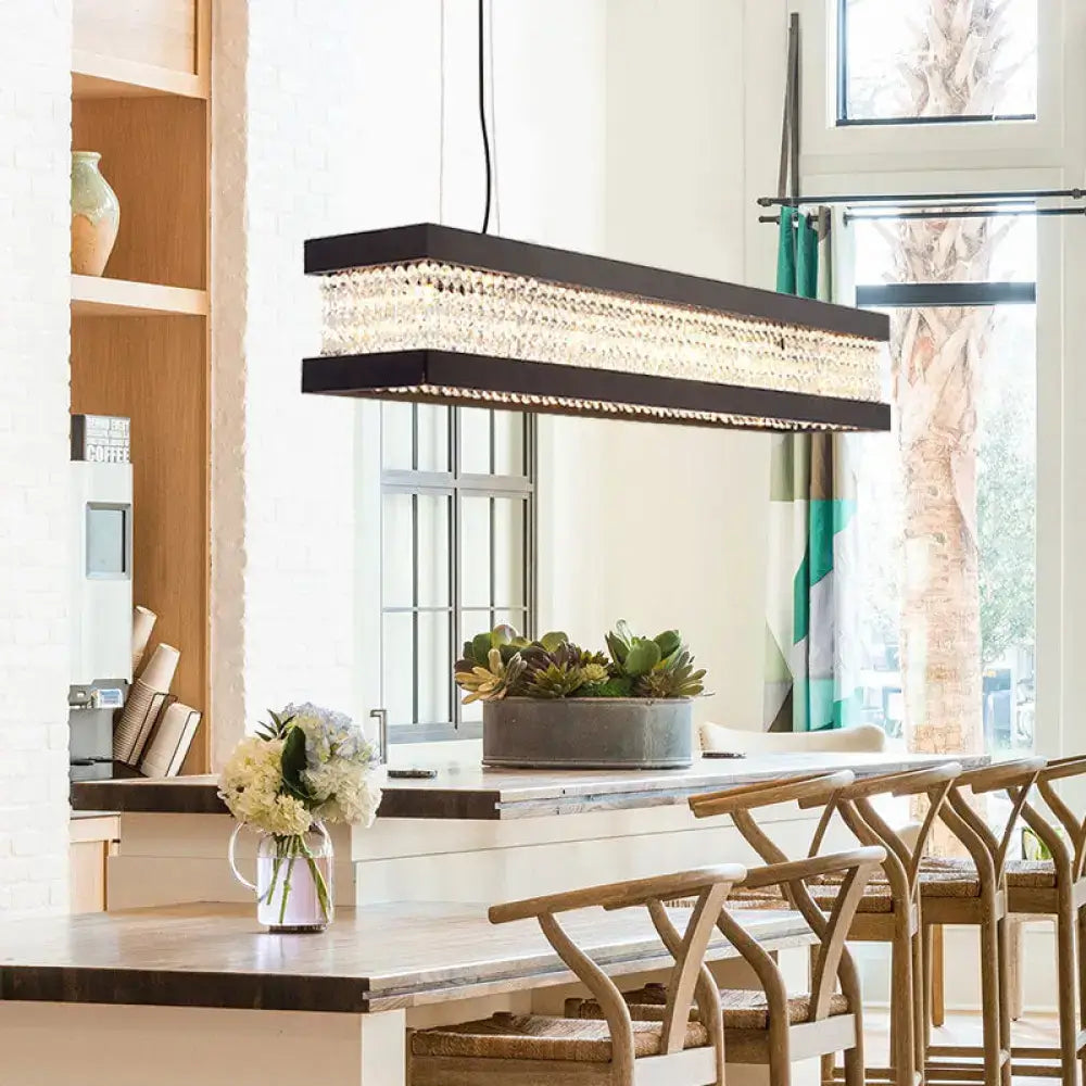 Contemporary black & gold crystal island pendant lighting kitchen