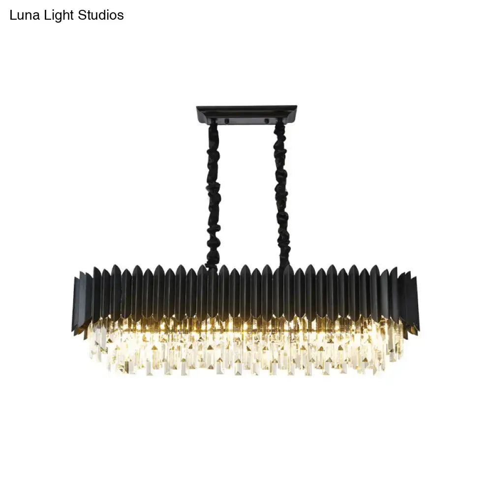Contemporary black metal island lamp with gold crystal prism droplets and geometric design 220v-240v for dining room