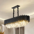 Contemporary black & gold crystal prism island lamp – dining room