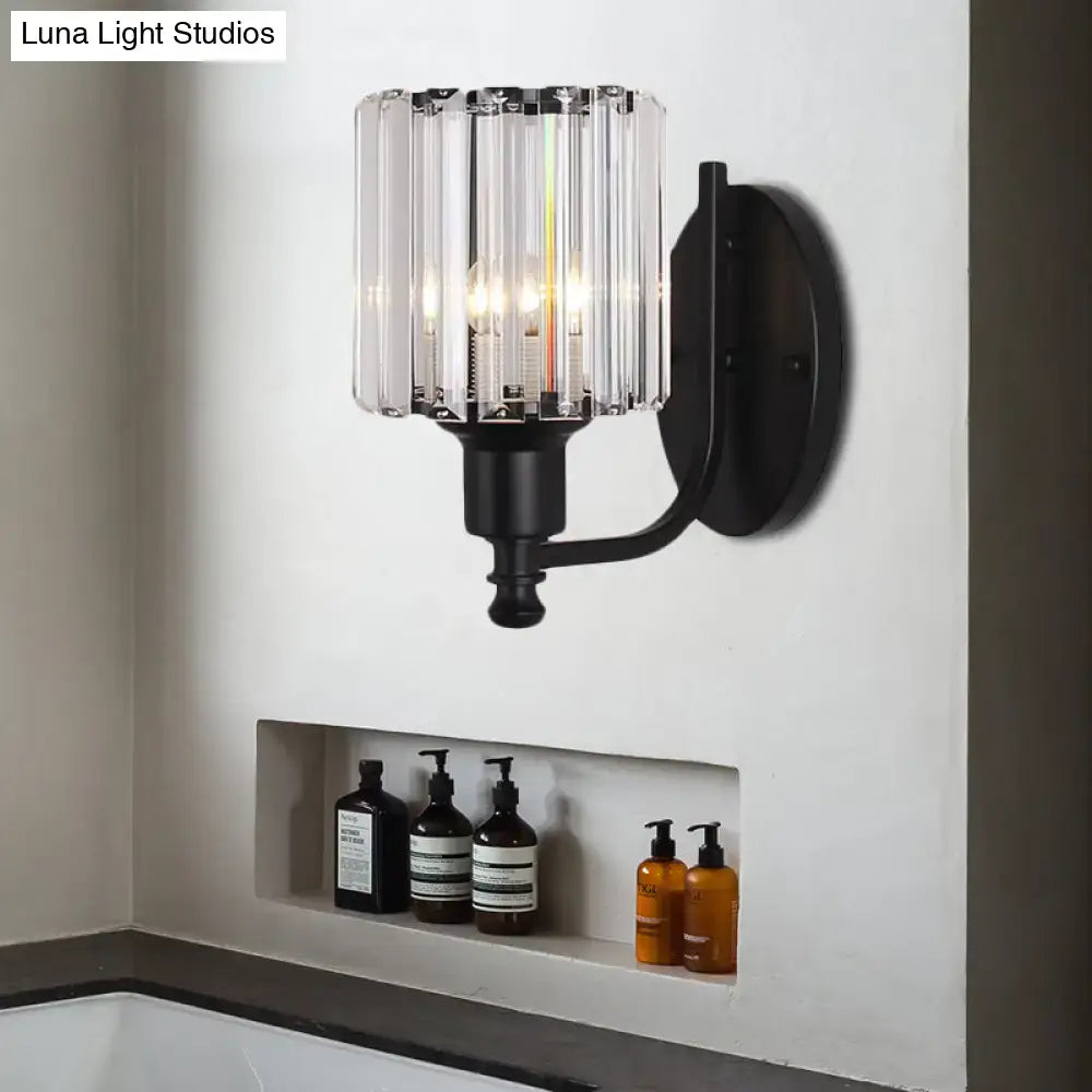 Contemporary black & gold crystal rectangle wall sconce bedroom light
